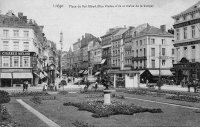 carte postale de Liège Place du Roi Albert (rue Vinâve d'Ile et statue de la Vierge)