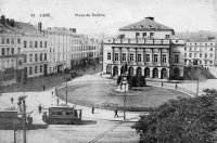 carte postale ancienne de Liège Place du Théatre