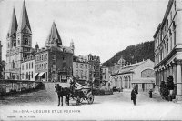 carte postale ancienne de Spa L'Eglise et le Pouhon