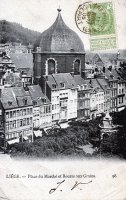 carte postale de Liège Place du Marché et Bourse aux grains