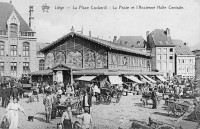 carte postale de Liège La place Cockerill - La Poste et l'ancienne Halle Centrale