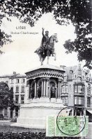 carte postale de Liège Statue Charlemagne (Parc d'Avroy)