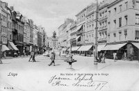 carte postale ancienne de Liège Rue Vinâve d'île et fontaine de la Vierge