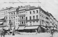 carte postale de Liège Rues Cathédrale et Vinâve d'Ile - Fontaine de la Vierge