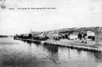 carte postale ancienne de Engis Vue prise du pont (perspective vers Huy)