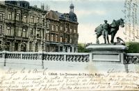 carte postale de Liège Les Terrasses de l'Avenue Rogier (Statue Cheval du Batelier)