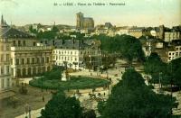 carte postale de Liège Place du théâtre - Panorama