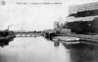 carte postale ancienne de Huy La Meuse et le bassin de natation