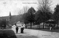 carte postale ancienne de Tilff Place de l'Eglise et le Kiosque