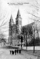 carte postale ancienne de Verviers Eglise Ste - Julienne vue de l'avenue Peltzer