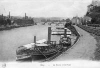 carte postale ancienne de Huy La Meuse et le pont