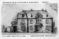 carte postale ancienne de Malmedy Propriété de M. le notaire S. à Mamedy - Projet de P.J. Lamy architecte Liège