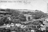carte postale ancienne de Chèvremont Château et Gare de Henne