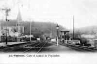 carte postale ancienne de Pepinster Gare et tunnel de Pepinster
