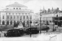 carte postale ancienne de Liège Place du Théatre
