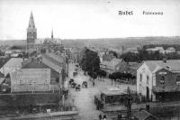 postkaart van Aubel Panorama (avec la gare à l'avant-plan)