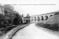 carte postale ancienne de Remouchamps Pont du chemin de fer et le sépulcre de la famille de Theux de Montjardin