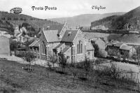 carte postale ancienne de Trois-Ponts L'église