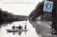 carte postale ancienne de Chiny Descente en barquette Chiny-La Cuisine - Rocher fendu