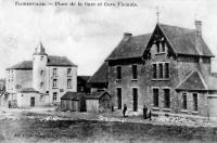carte postale ancienne de Florenville Place de la gare et gare vicinale