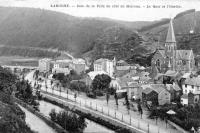 carte postale ancienne de Laroche Coin de la ville du côté de Melreux - Le quai et l'Ourthe