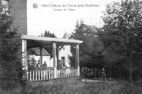 carte postale ancienne de Houffalize Hôtel Château de Cheras près Houffalize - Terrasse de l'hôtel