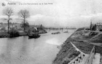 carte postale ancienne de Andenne L'île et le pont provisoire vus du quai Pastor