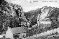 carte postale ancienne de Hastière Ensemble des rochers de Tahaut