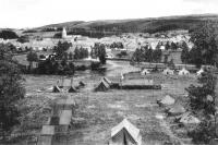 carte postale ancienne de Han-sur-Lesse Panorama et terrain de camping YMCA