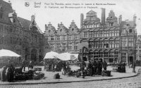 carte postale ancienne de Gand Place Ste Pharaïlde, ancien Hospice St Laurent et marché aux Poissons