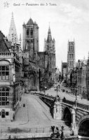 carte postale ancienne de Gand Panorama des 3 tours