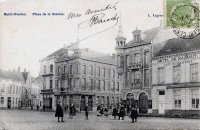carte postale ancienne de Saint-Nicolas-Waes Place de la Station