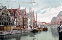 postkaart van Gent Le Quai aux Herbes et le pont St-Michel