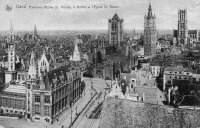 carte postale ancienne de Gand Panorama (Eglise St Nicolas, le Beffroi et l'Eglise St Bavon)