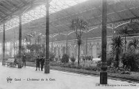 carte postale ancienne de Gand L'intérieur de la gare