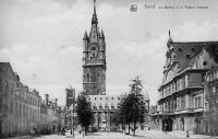 carte postale ancienne de Gand Le Beffroi et le Théatre Flamand