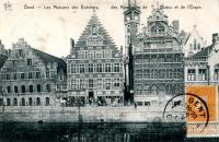 carte postale ancienne de Gand Les maisons des Bateliers, des Mesureurs de Grains et de l'eTAPE