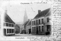 carte postale ancienne de Cruyshautem Grand place
