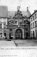 carte postale ancienne de Gand Façade du Marché au Poisson sculpté par De Kesel de Gand