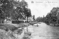 carte postale ancienne de Tronchiennes Les bords de la Lys