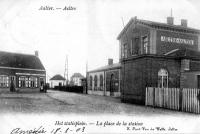 carte postale ancienne de Aalter La place de la station