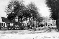 carte postale ancienne de Gand Oostacker-lez-Gand - Halte du chemin de fer vicinal et des voitures