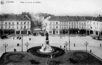 carte postale ancienne de Louvain Place et rue de la station