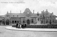 carte postale ancienne de Vilvorde La gare et la place de la gare