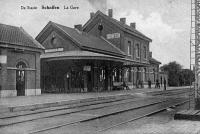 carte postale ancienne de Diest Schaffen - La gare
