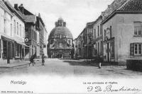 carte postale ancienne de Montaigu La rue principale et l'Eglise