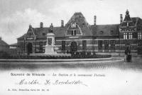 carte postale ancienne de Vilvorde La Station et le monument Portaels
