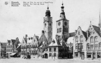 carte postale ancienne de Dixmude Hôtel de ville. Un coin de la grand'Place