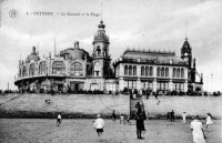 carte postale ancienne de Ostende Le kursaal et la Plage