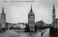 carte postale ancienne de Courtrai La Grand'Place, St Martin, les Halles et la Poste